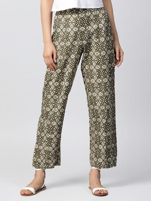 printed straight palazzo - 15412919 - Very Small Image - 1