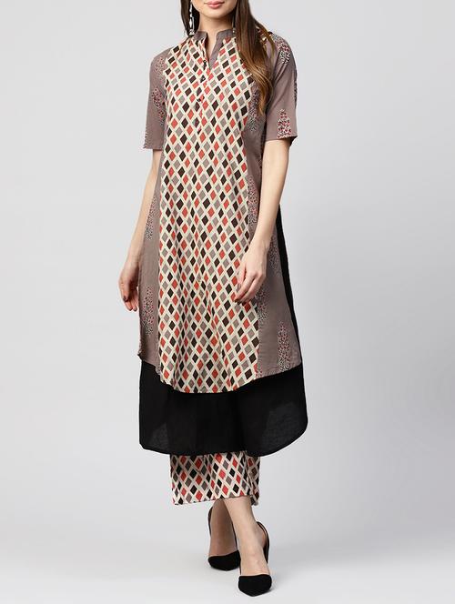 layered geometrical kurta - 15412985 - Very Small Image - 1