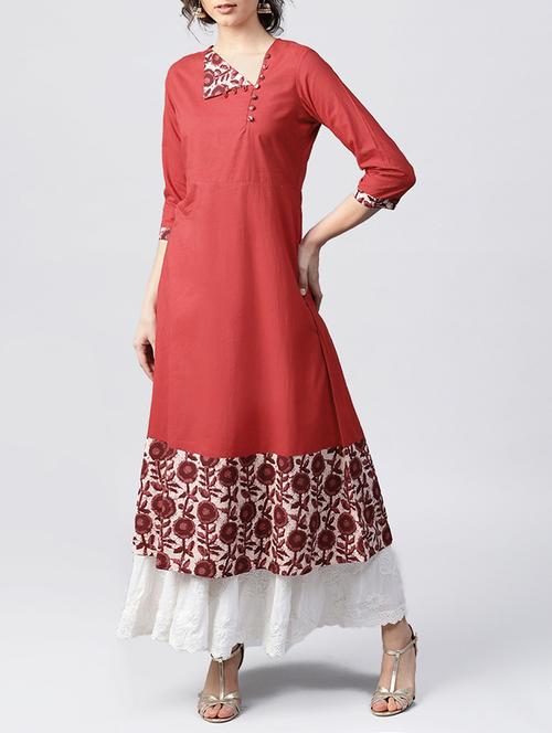 dabu print a-line kurta - 15413000 - Very Small Image - 1