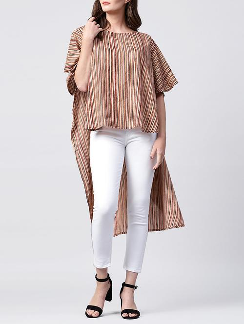 cape sleeved striped high-low tunic - 15413005 - Very Small Image - 1
