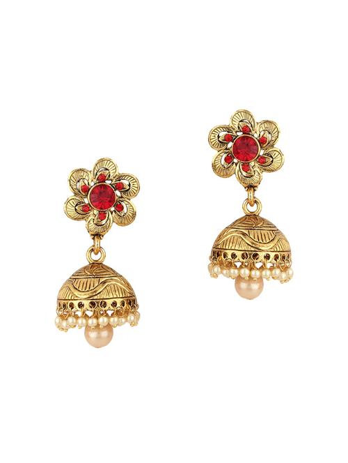 gold zinc jhumka - 15413180 - Very Small Image - 1