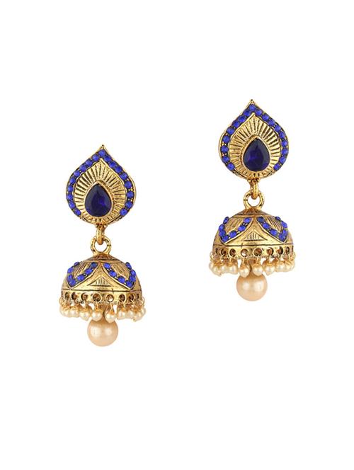 gold zinc jhumka - 15413190 - Very Small Image - 1