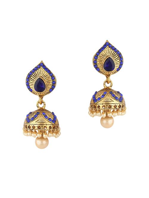 gold zinc jhumka - 15413198 - Very Small Image - 1