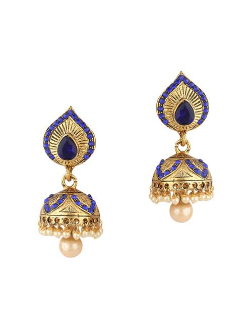 gold zinc jhumka - 15413199 - Very Small Image - 1