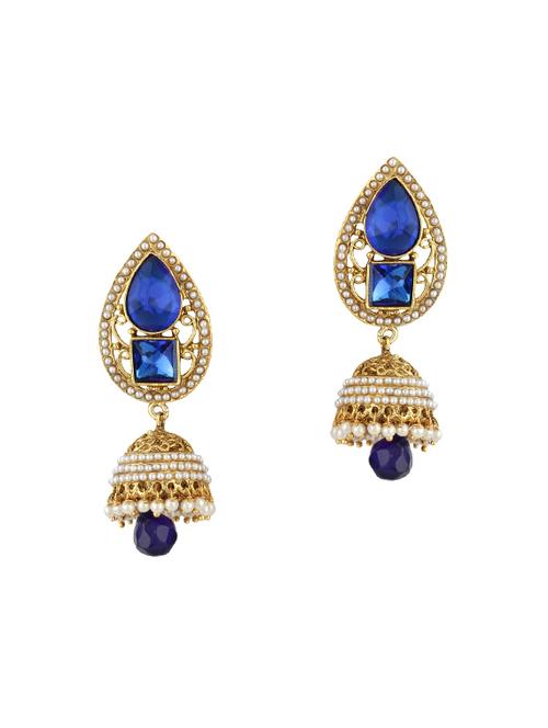 gold zinc jhumka - 15413225 - Very Small Image - 1