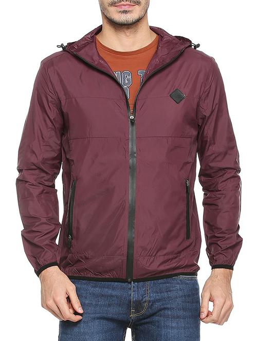 maroon solid quilted jacket - 15413312 - Very Small Image - 1
