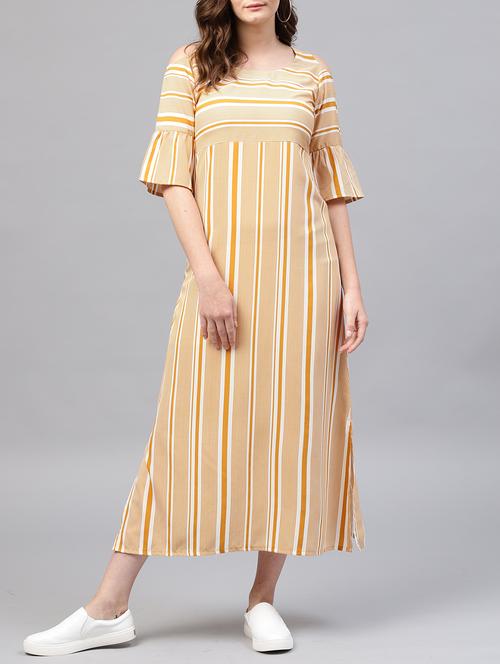 striped bell sleeve maxi dress - 15413416 - Very Small Image - 1