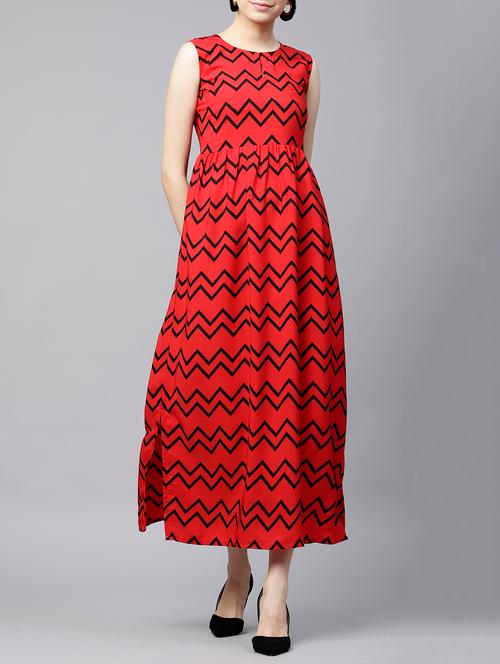 chevron print keyhole neck maxi dress - 15413418 - Very Small Image - 1