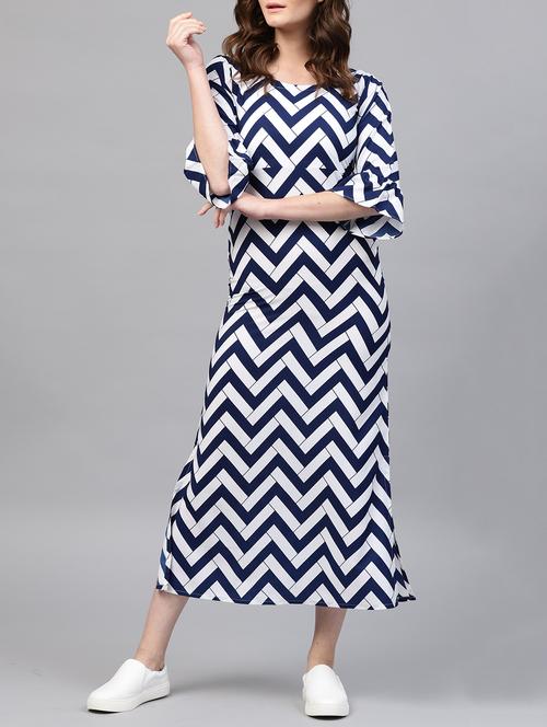 chevron bell sleeved maxi dress - 15413422 - Very Small Image - 1