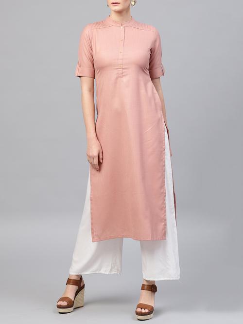 pastel solid straight kurta - 15413435 - Very Small Image - 1