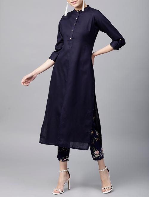 solid straight kurta - 15413443 - Very Small Image - 1