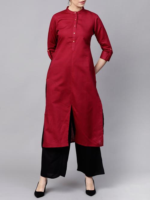 solid straight kurta - 15413444 - Very Small Image - 1