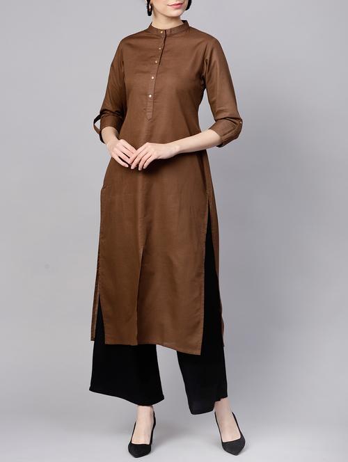 solid straight kurta - 15413445 - Very Small Image - 1