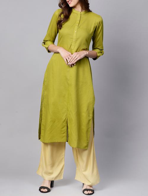 solid straight kurta - 15413446 - Very Small Image - 1