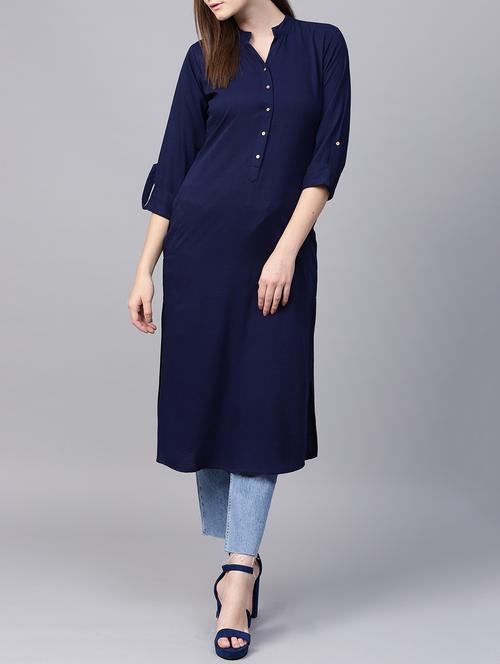 solid straight kurta - 15413458 - Very Small Image - 1