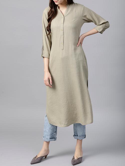 solid straight kurta - 15413459 - Very Small Image - 1