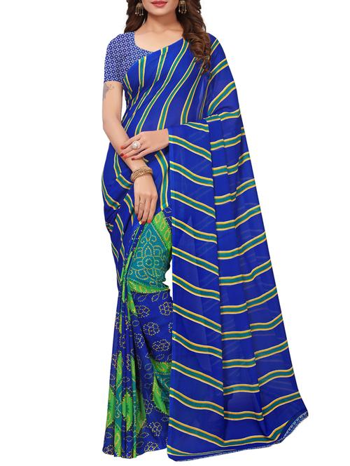 lehariya georgette saree with blouse - 15414378 - Very Small Image - 1