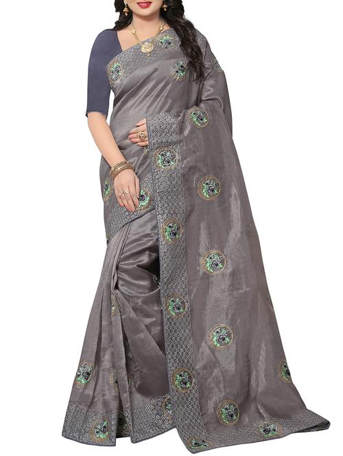 floral resham embroidered saree - 15414396 - Very Small Image - 1