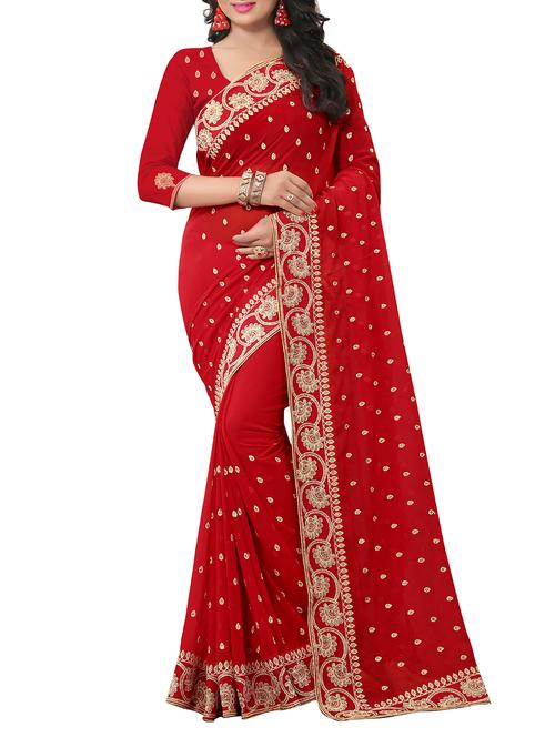 embellished floral border stone work saree - 15414413 - Very Small Image - 1