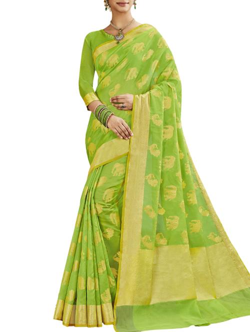conversational zari banarasi saree with blouse - 15414556 - Very Small Image - 1