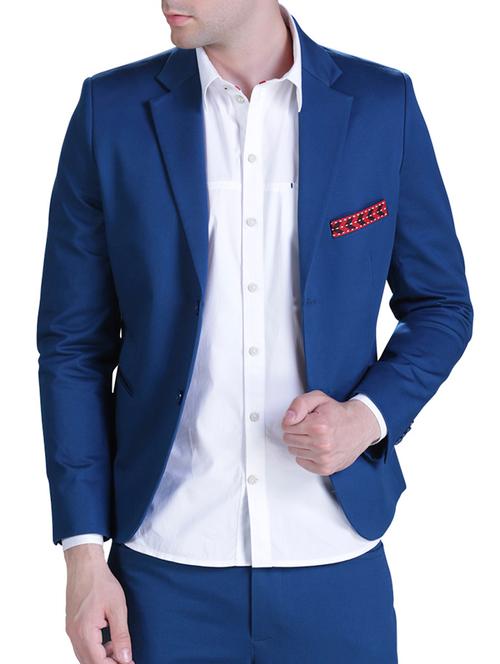 blue cotton casual blazer - 15414586 - Very Small Image - 1