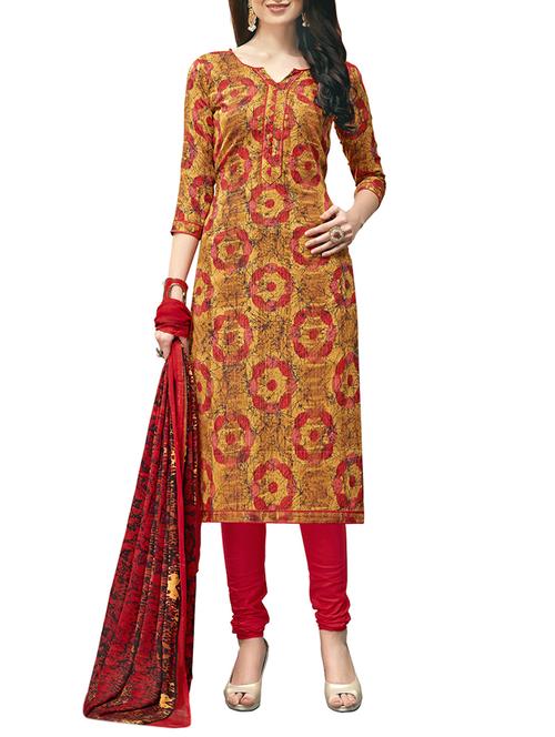 printed unstitched churidaar suit - 15414640 - Very Small Image - 1