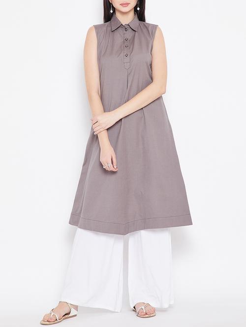 a-line shirt collar kurta - 15414689 - Very Small Image - 1