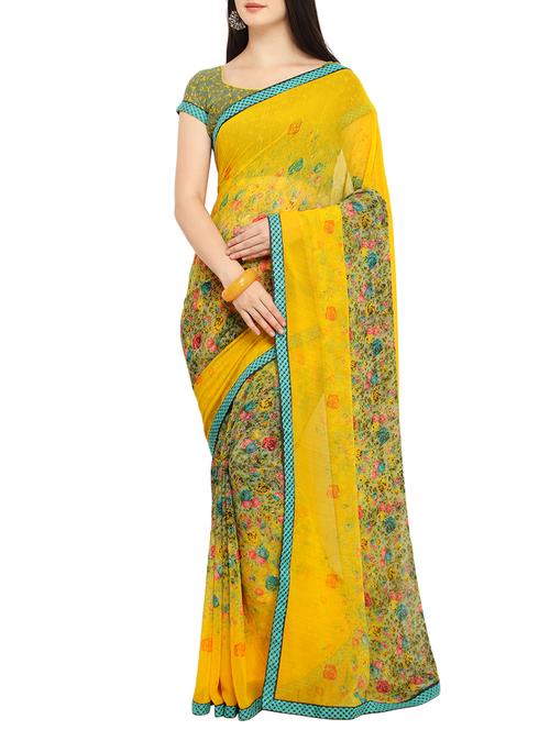 ditsy floral printed saree with blouse - 15414868 - Very Small Image - 1
