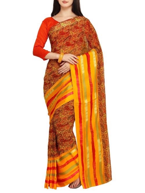 paisley printed saree with blouse - 15414874 - Very Small Image - 1