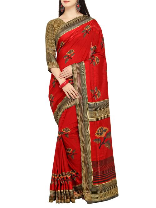 floral printed saree with blouse - 15414923 - Very Small Image - 1