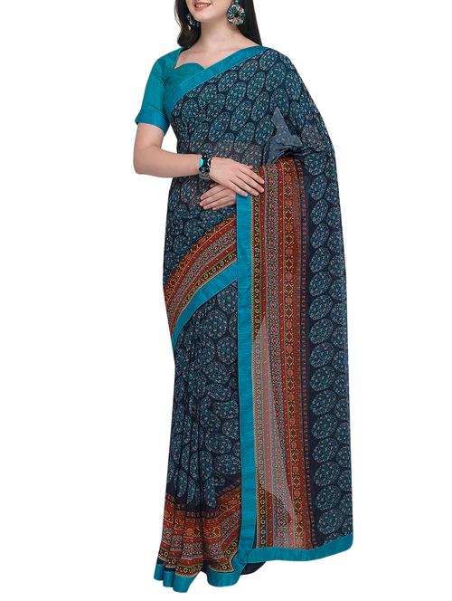 ditsy floral printed saree with blouse - 15414939 - Very Small Image - 1