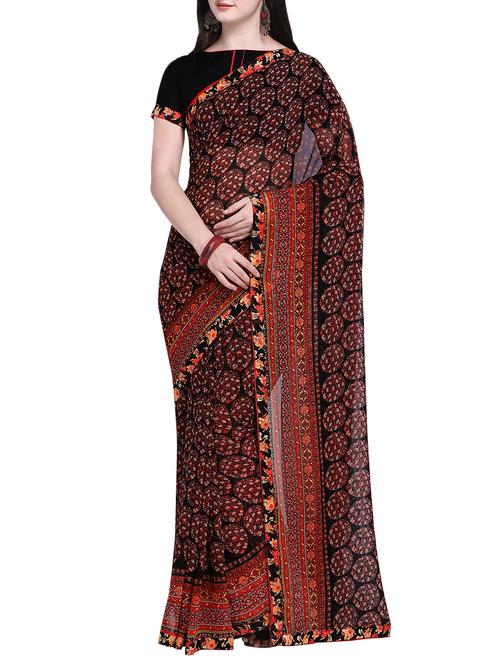 ditsy floral printed saree with blouse - 15414942 - Very Small Image - 1