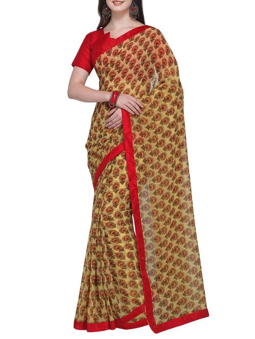 floral printed saree with blouse - 15414943 - Very Small Image - 1