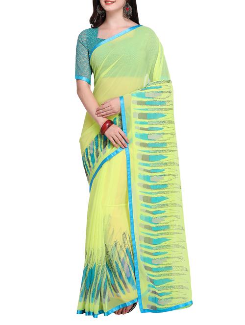 contrast bordered saree with blouse - 15414947 - Very Small Image - 1