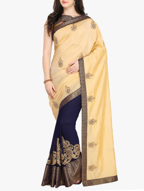 zari embroidered half and half saree with blouse - 15414977 - Very Small Image - 1