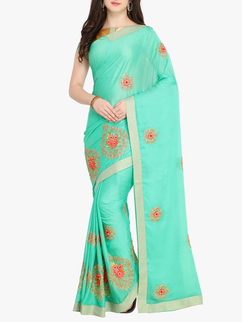 floral embroidered saree with blouse - 15414979 - Very Small Image - 1