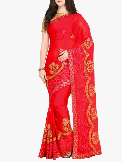 floral embroidered saree with blouse - 15414981 - Very Small Image - 1