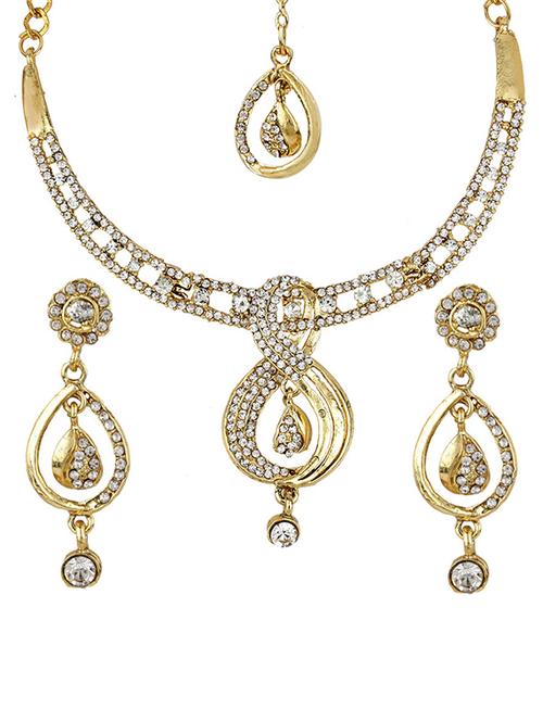 necklace, earrings & maangteeka set - 15415356 - Very Small Image - 1