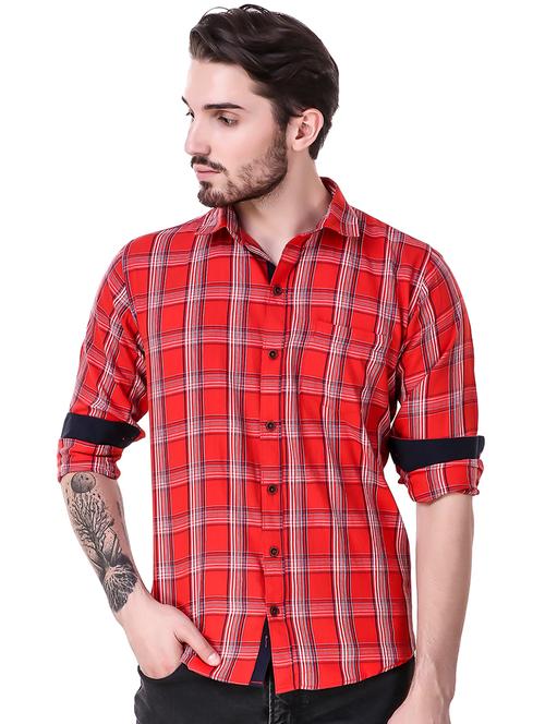 red cotton casual shirt - 15415874 - Very Small Image - 1