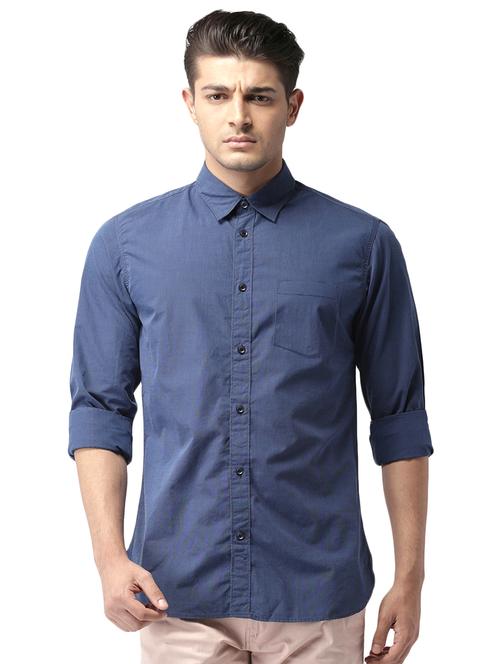 blue cotton casual shirt - 15415876 - Very Small Image - 1
