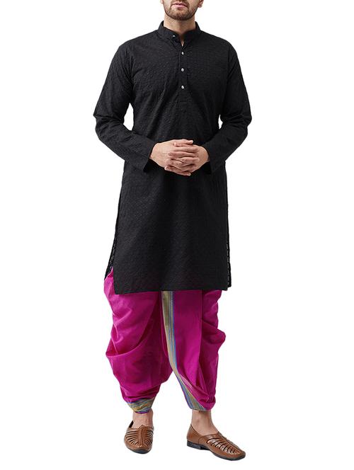 black cotton dhoti kurta set - 15415983 - Very Small Image - 1