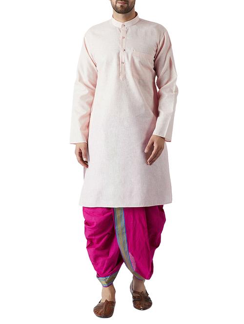 pink cotton dhoti kurta set - 15416030 - Very Small Image - 1