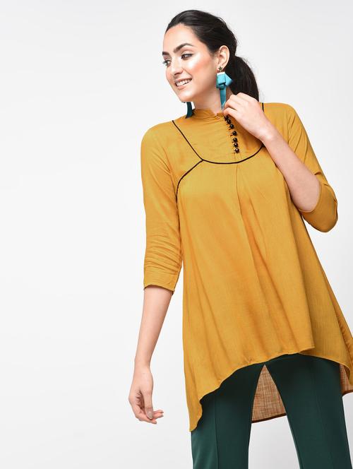 contrast piping detail asymmetric tunic - 15416343 - Very Small Image - 1