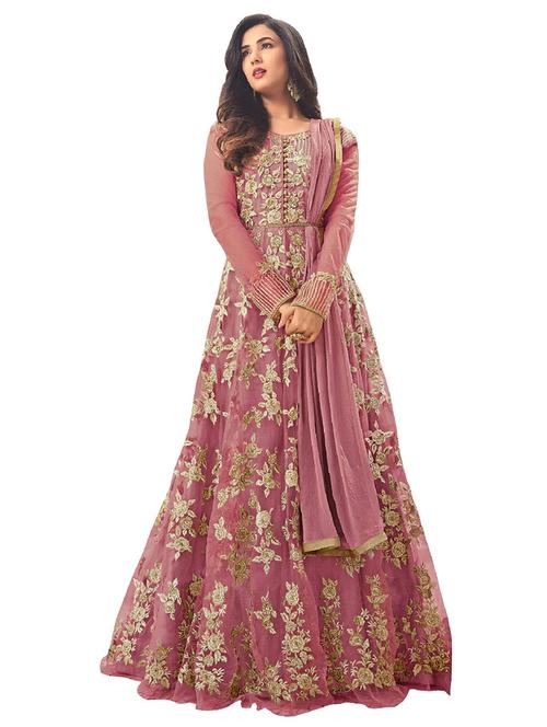 zari embellished anarkali semi-stitched suit - 15416862 - Very Small Image - 1