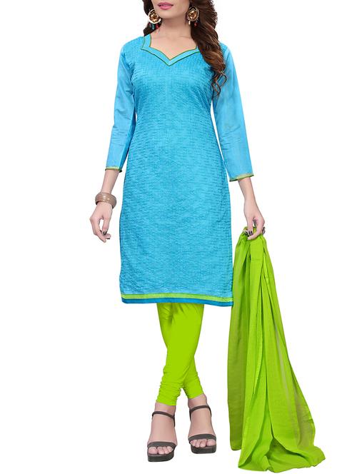 embroidered unstitched churidaar suit - 15416891 - Very Small Image - 1