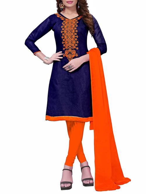 embroidered unstitched churidaar suit - 15416893 - Very Small Image - 1