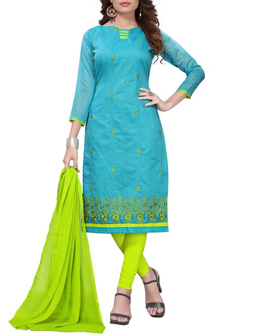 embroidered unstitched churidaar suit - 15416897 - Very Small Image - 1