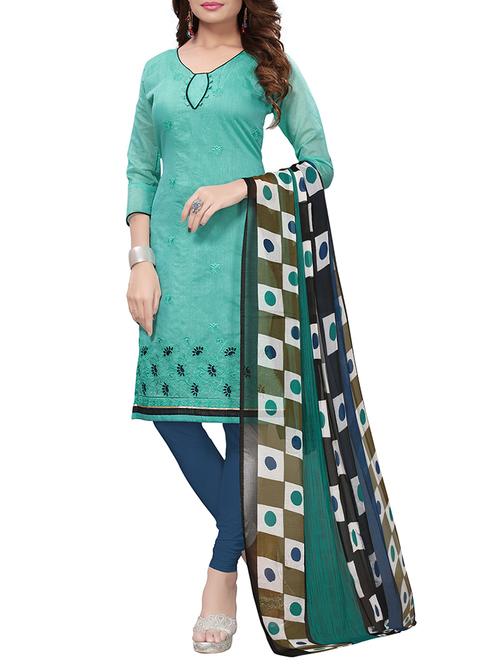 embroidered unstitched churidaar suit - 15416900 - Very Small Image - 1
