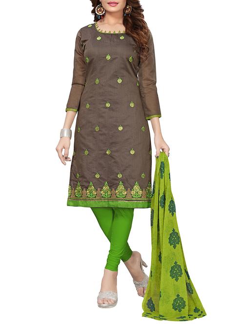 embroidered unstitched churidaar suit - 15416907 - Very Small Image - 1