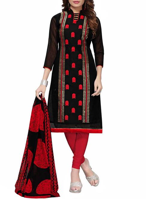 embroidered unstitched churidaar suit - 15416908 - Very Small Image - 1